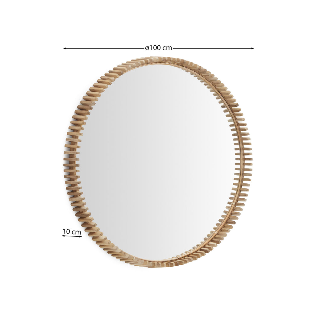 Polke Teak Wood Mirror Ø 100 cm