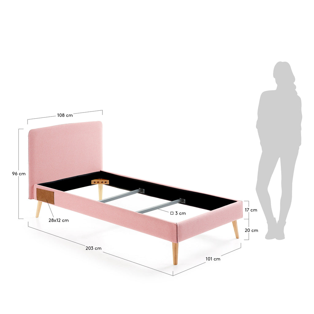 Dyla bed cover for a 90 x 190 cm mattress in pink