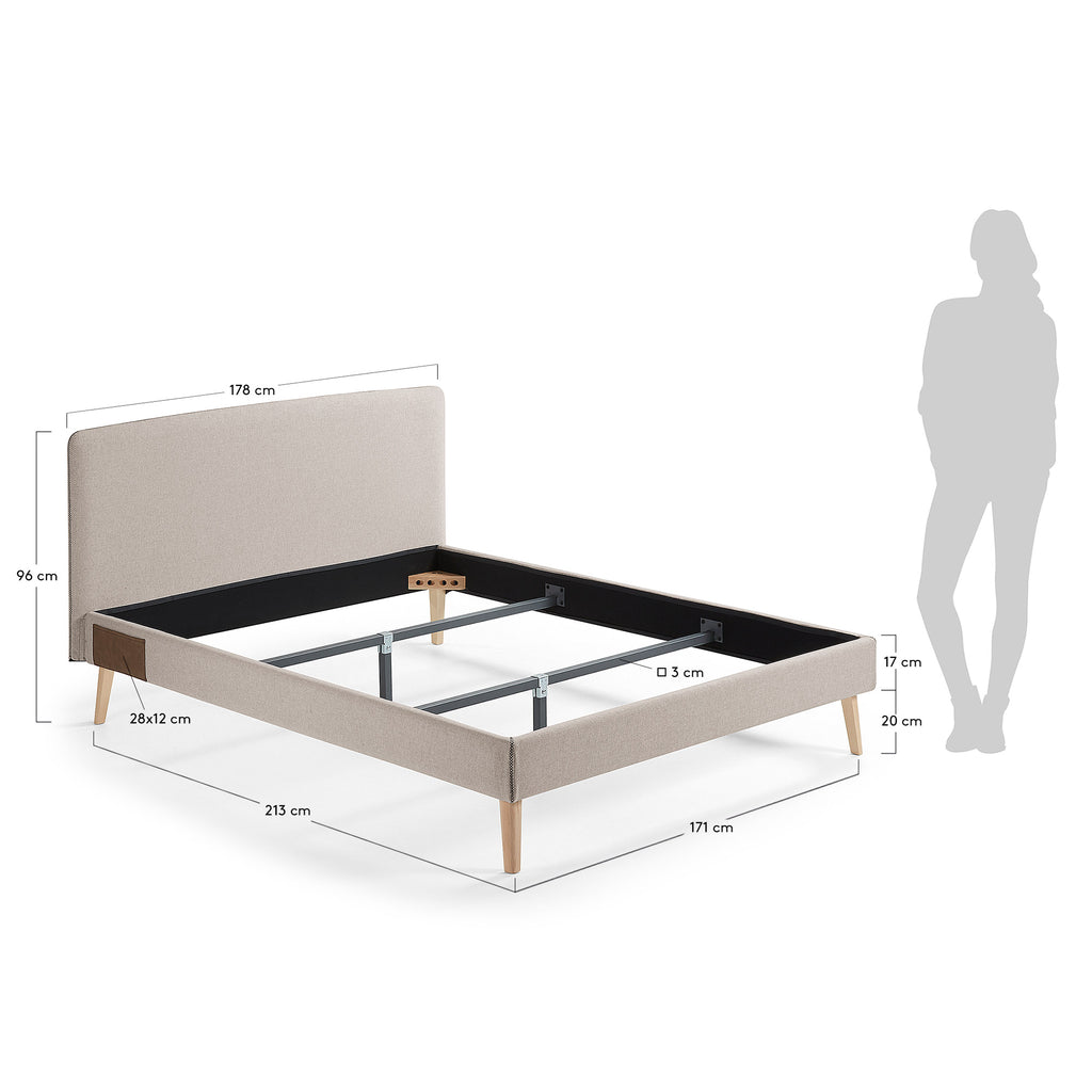 Dyla bed cover in beige for a 160 x 200 cm mattress