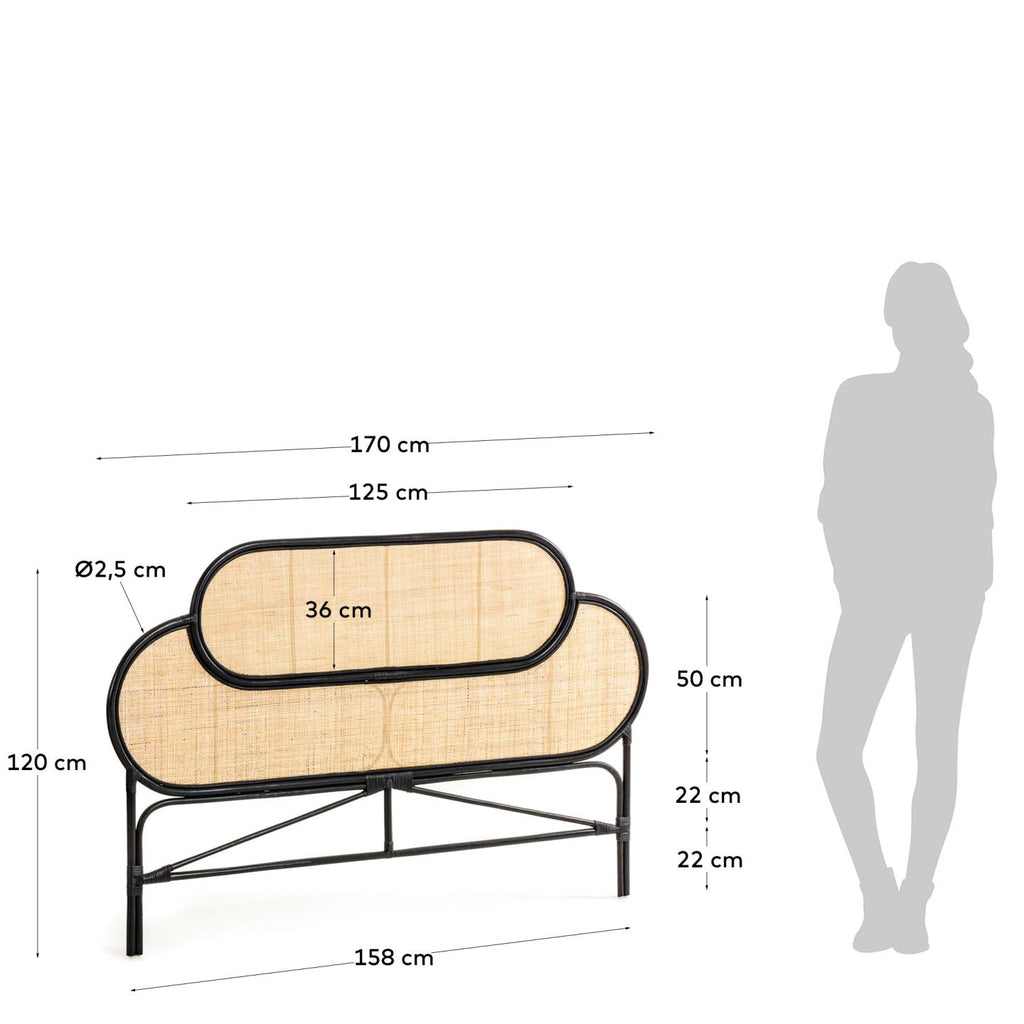 Lalita rattan headboard with a black finish, for 160 cm beds