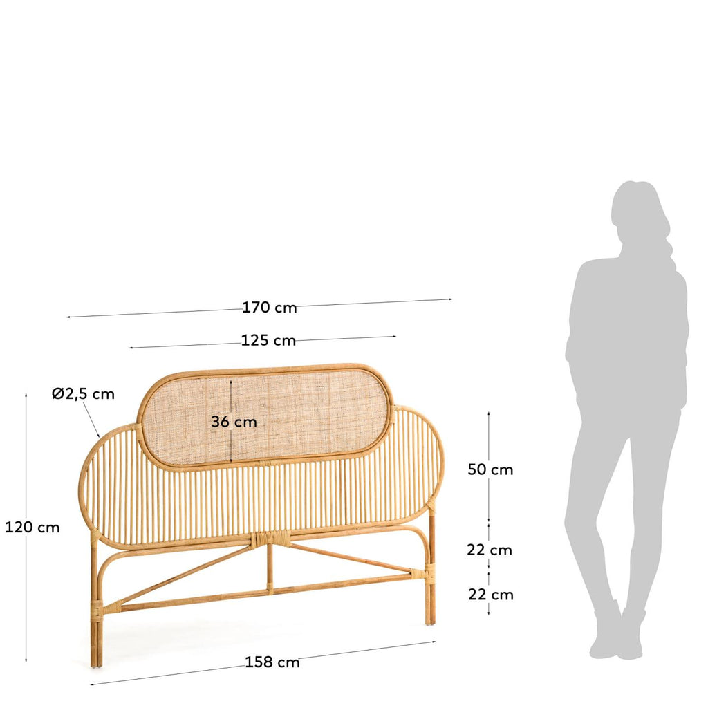 Lalita rattan headboard with a natural finish, for 160 cm beds