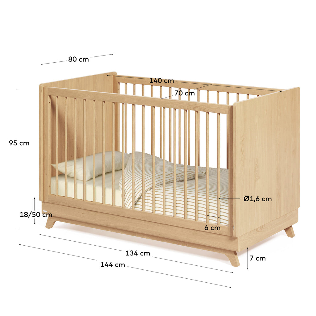 Maralis evolving cot made from solid beech wood 70 x 140 cm