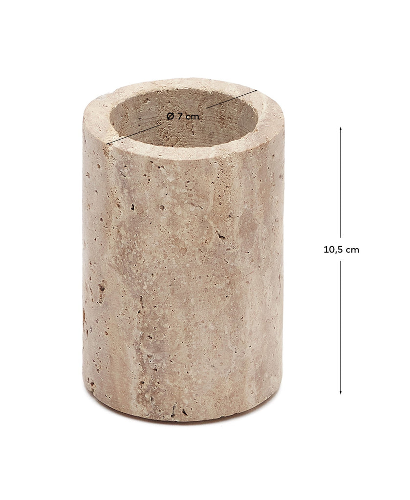 Macre beige travertine toothbrush holder