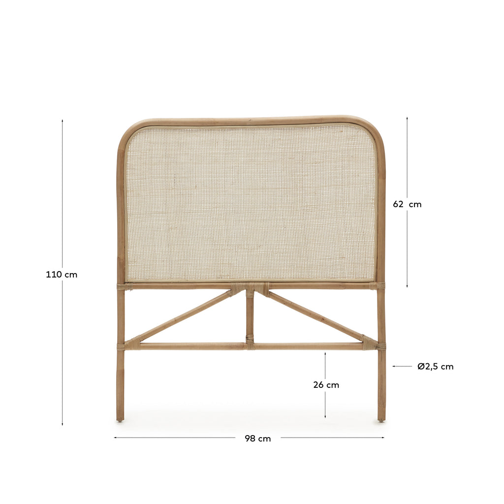 Quiterie rattan headboard with a natural finish, 90 cm