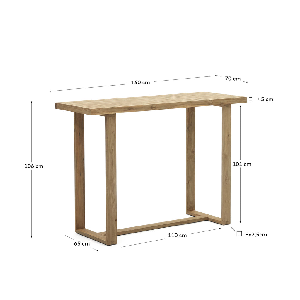 Canadell 100% outdoor solid recycled teak bar table, 140 x 70 cm