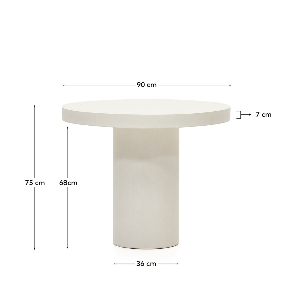Aiguablava round table in white cement, Ø 90 cm
