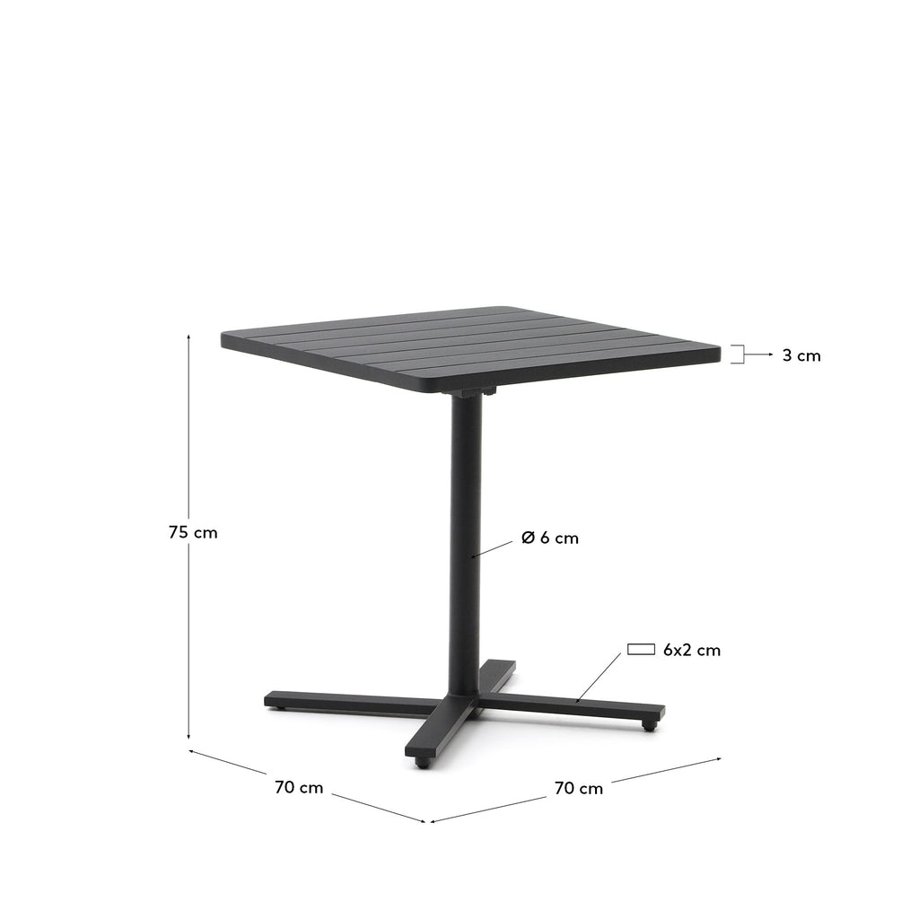Torreta folding outdoor table made of aluminum with dark grey finish 70 x 70 cm