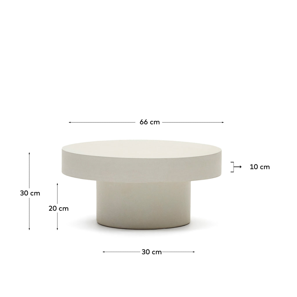 Aiguablava round coffee table in white cement, Ø 66 cm
