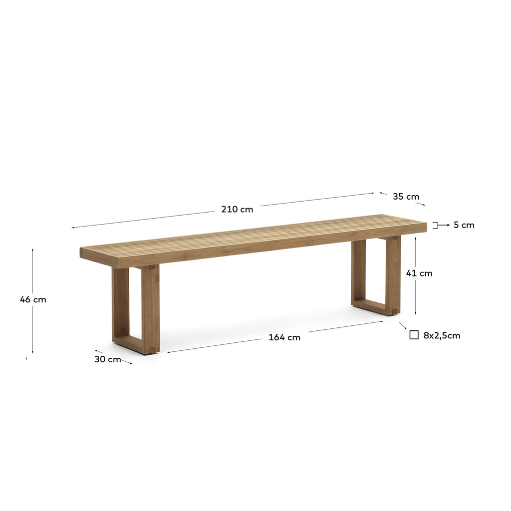 Canadell 100% outdoor solid recycled teak bench, 210 cm