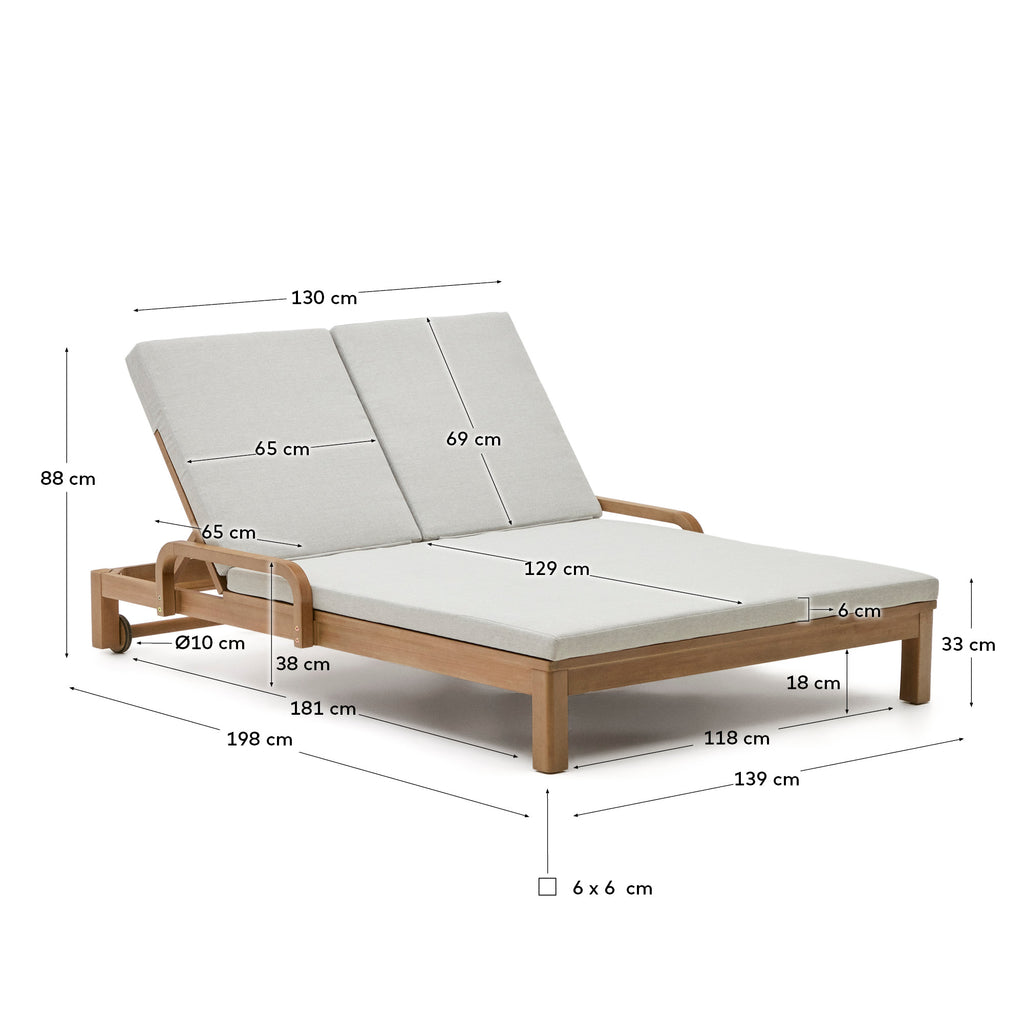 Sonsaura double sun lounger made from solid eucalyptus wood FSC 100%
