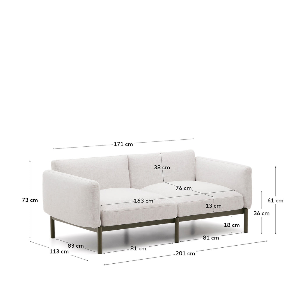 Sorells 2-seater modular outdoor sofa in aluminium with green finish 201 cm