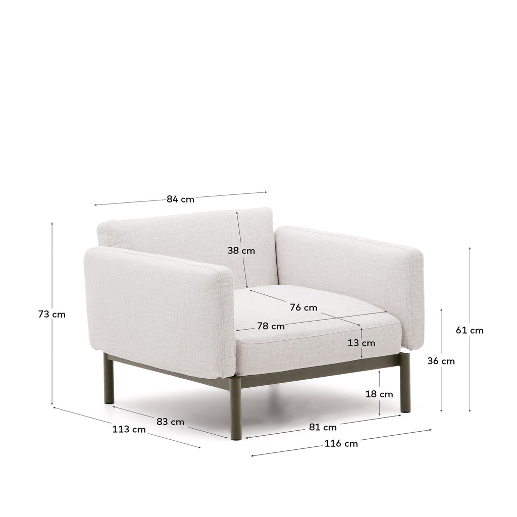Sorells outdoor modular armchair in aluminium with green finish