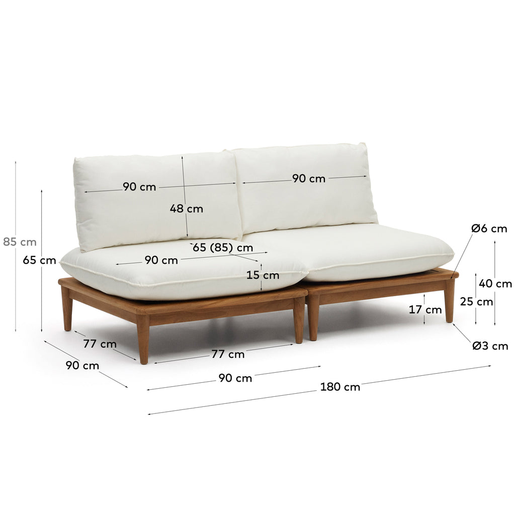 Portitxol set of 2 modular armchairs in solid teak