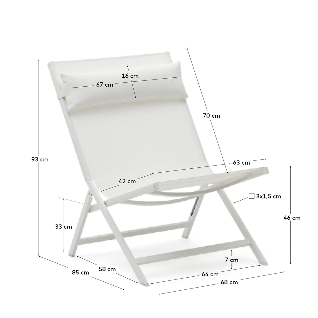 Canutells folding armchair made of aluminum with light grey finish
