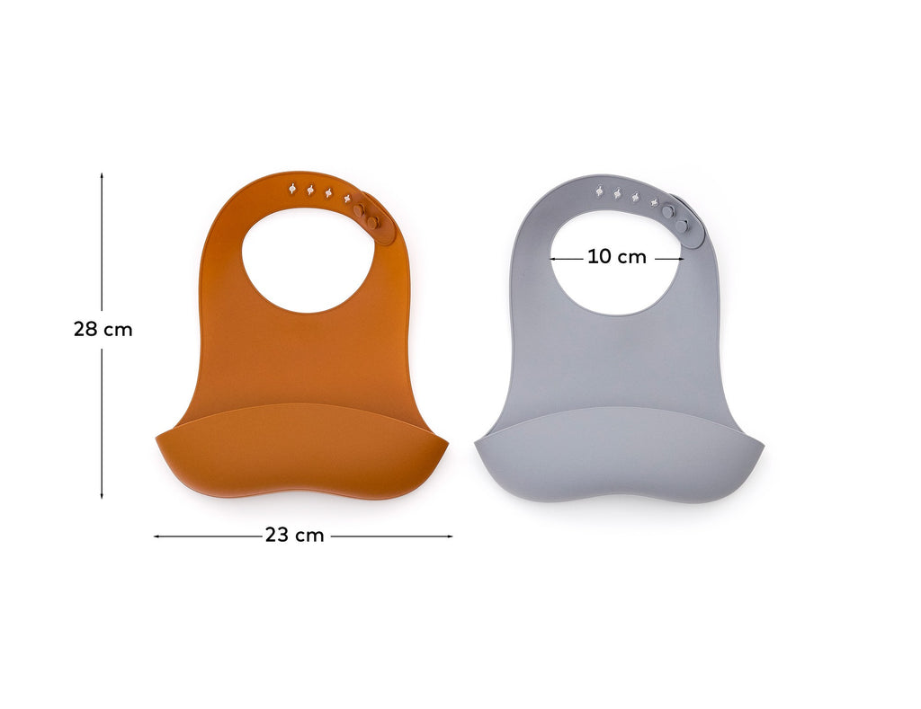 Lili set of two bibs in orange and blue silicone