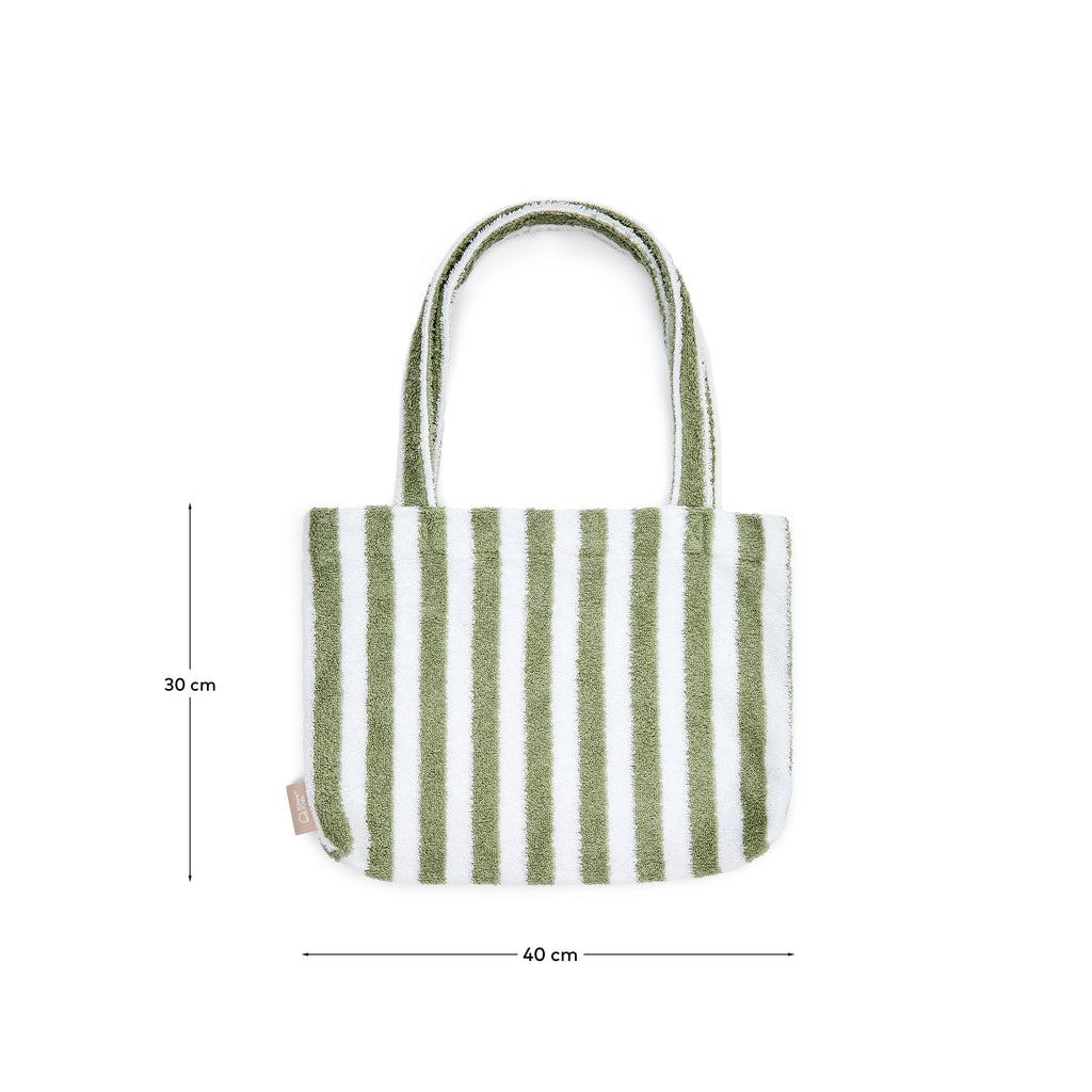 Nuni cotton bag with green and white stripes