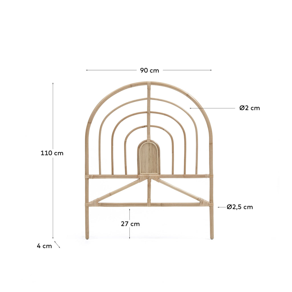 Sundberg headboard made from rattan with a natural finish, for 90 cm beds