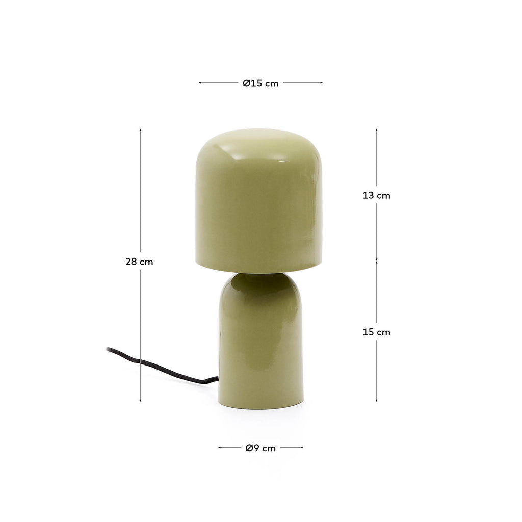 Monze table lamp in light green painted metal