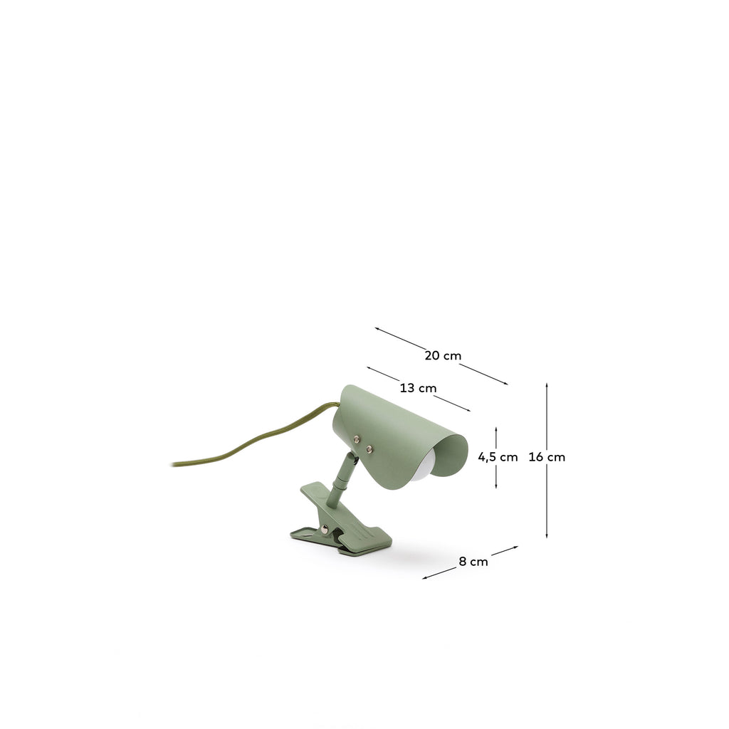 Jula small lamp with clamp in green metal