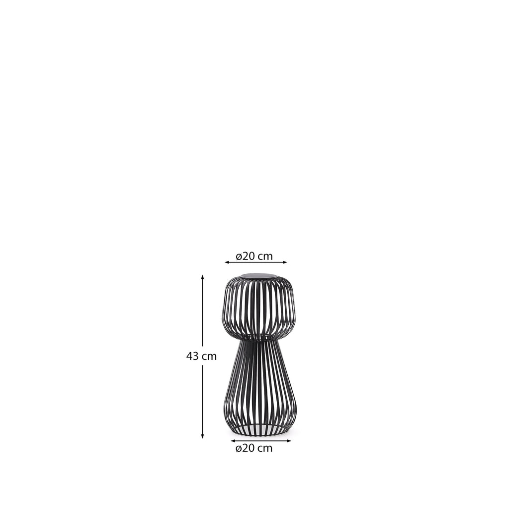 Reiba black metal solar table lamp