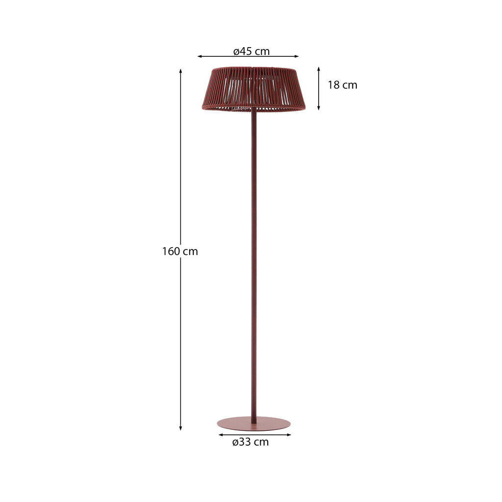 Aldet outdoor solar floor lamp in beige mottled rope cord with beige metal stand Ø46cm