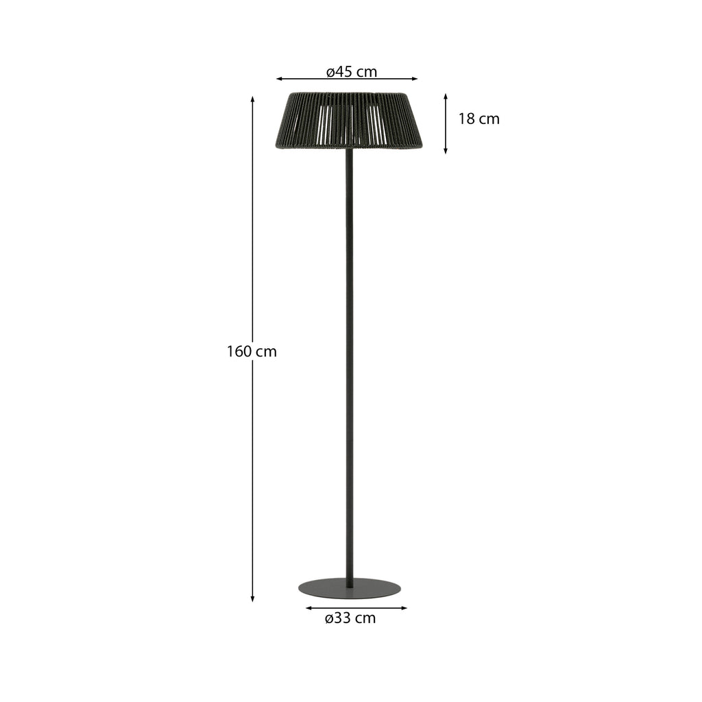Aldet outdoor solar floor lamp in green rope cord Ø46cm