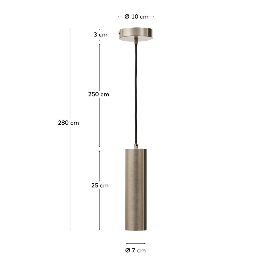 Andia aluminium ceiling lamp with brushed silver painted finish