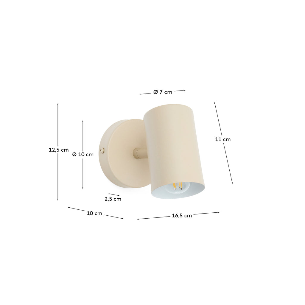 Manie metal wall-mounted light fixture with beige textured finish
