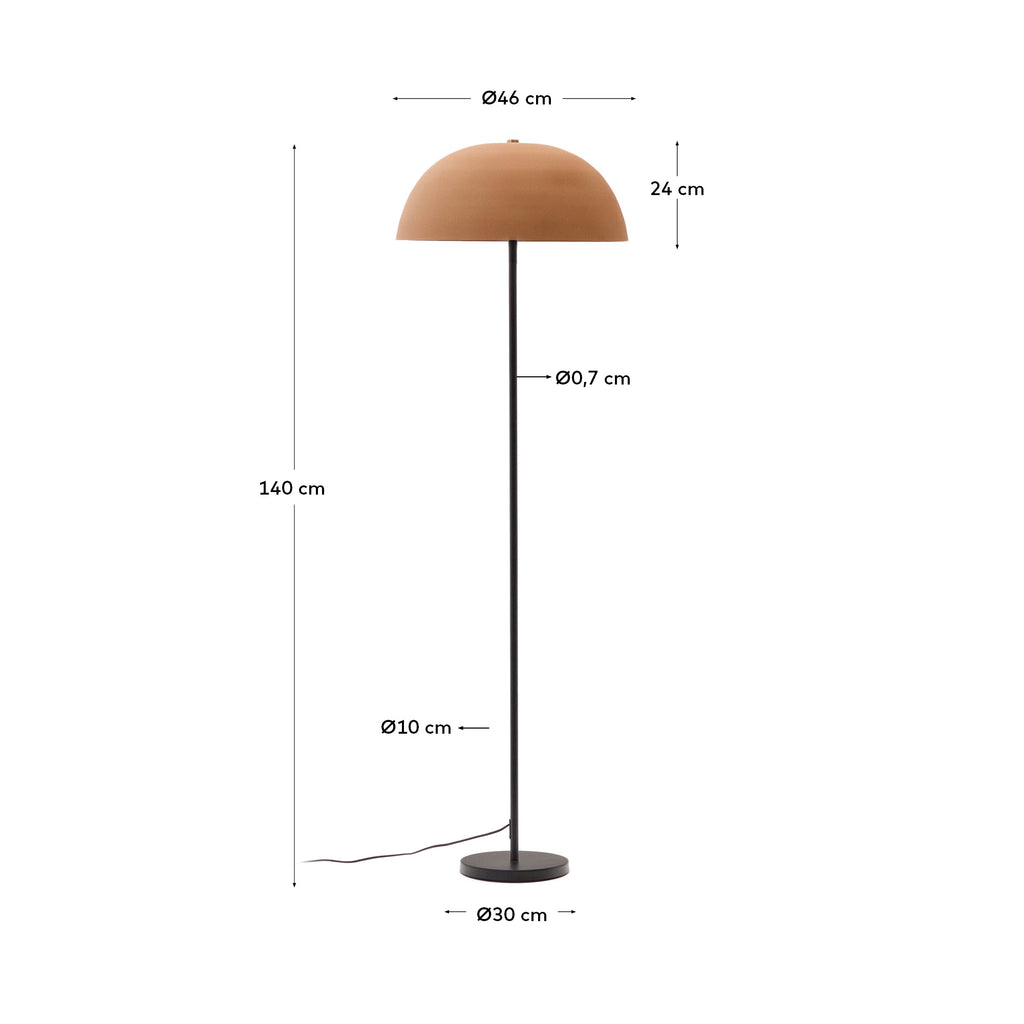 Nibla black metal floor lamp with terracotta effect shade