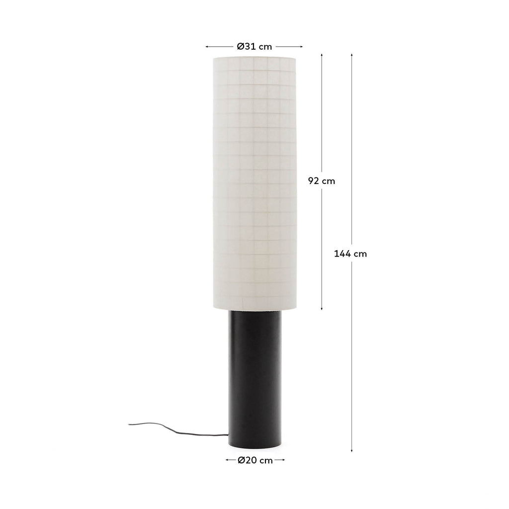 Dulan black metal floor lamp with cotton shade