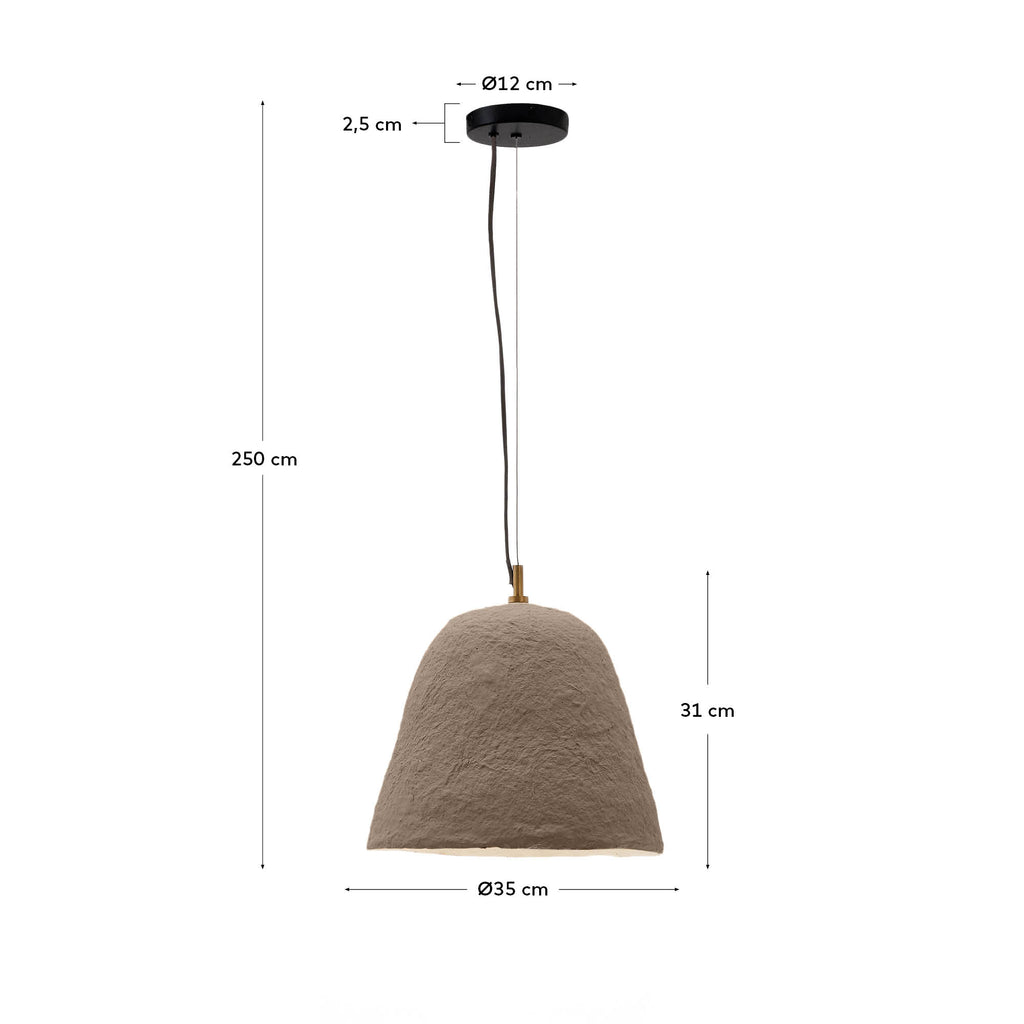 Lisora ceiling lamp in brown papier-mâché Ø35cm
