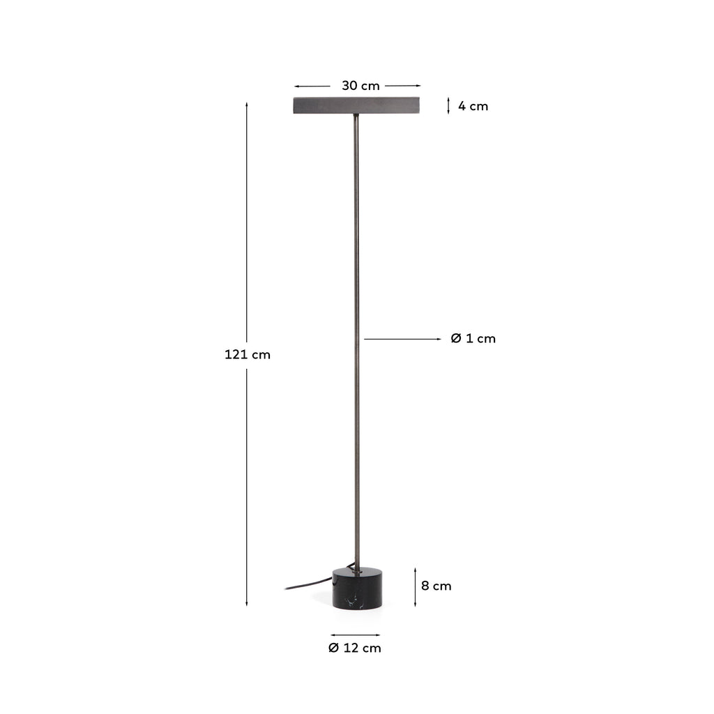 Lynor brushed metal floor lamp with black marble base