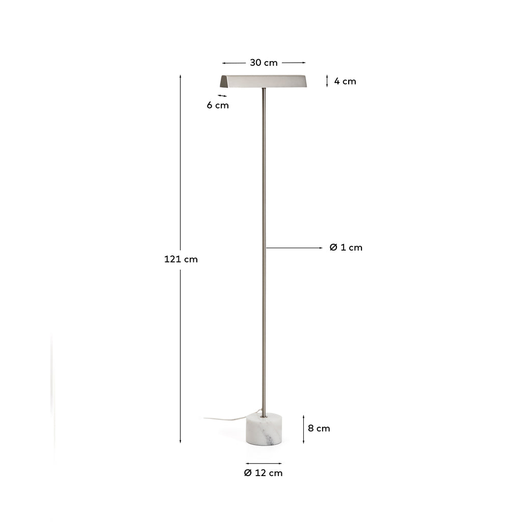 Lynor brushed metal floor lamp with white marble base