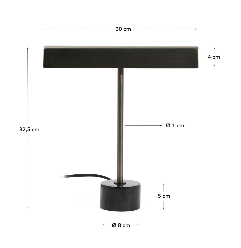 Lynor brushed metal table lamp with white marble base