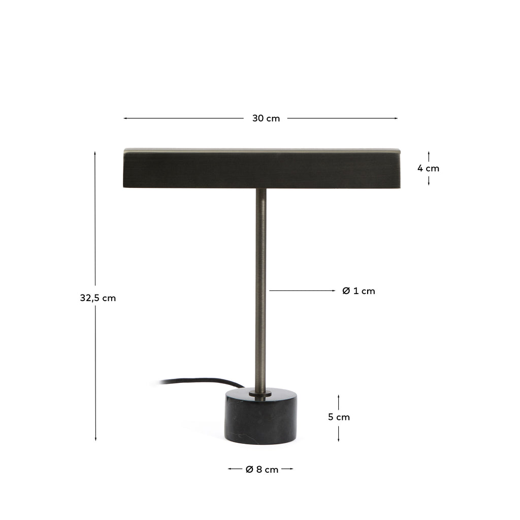 Lynor brushed metal table lamp with black marble base