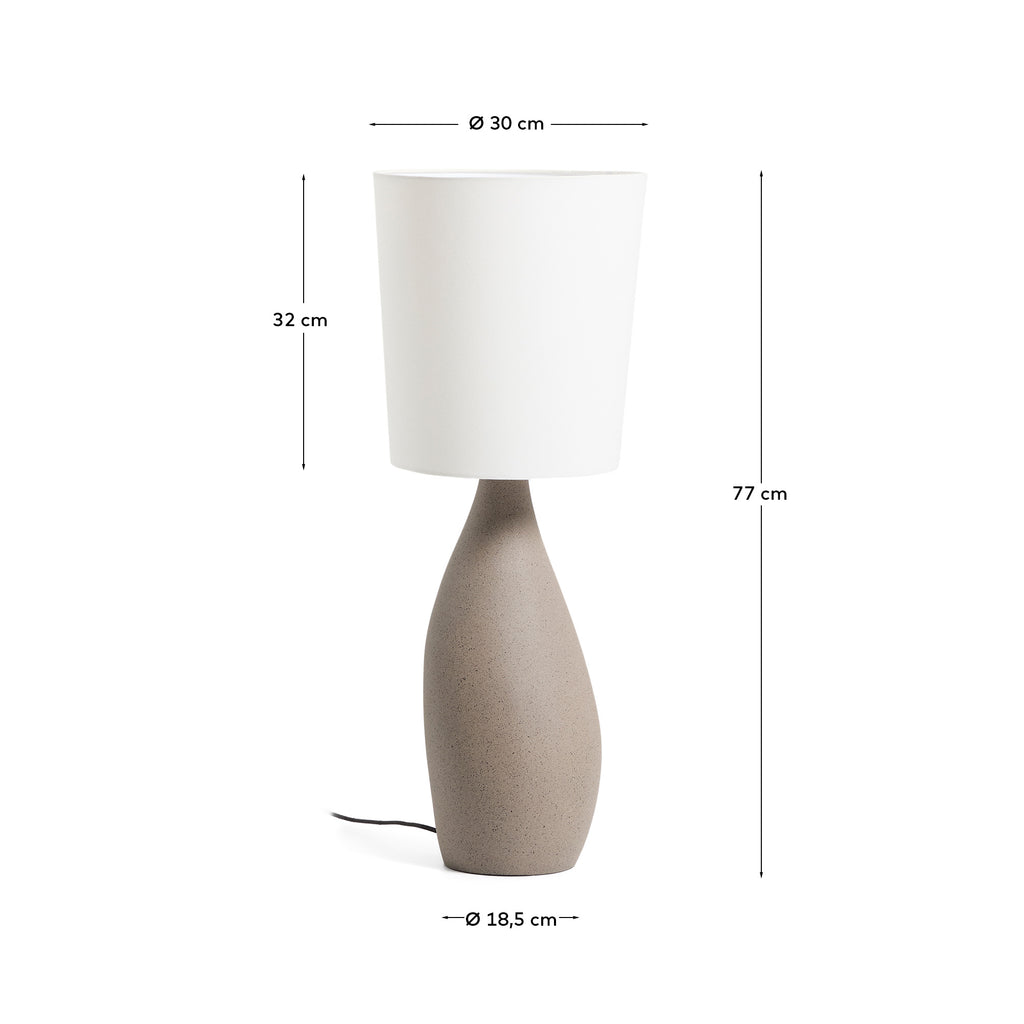 Viona large table lamp with textured stone effect and cotton lampshade