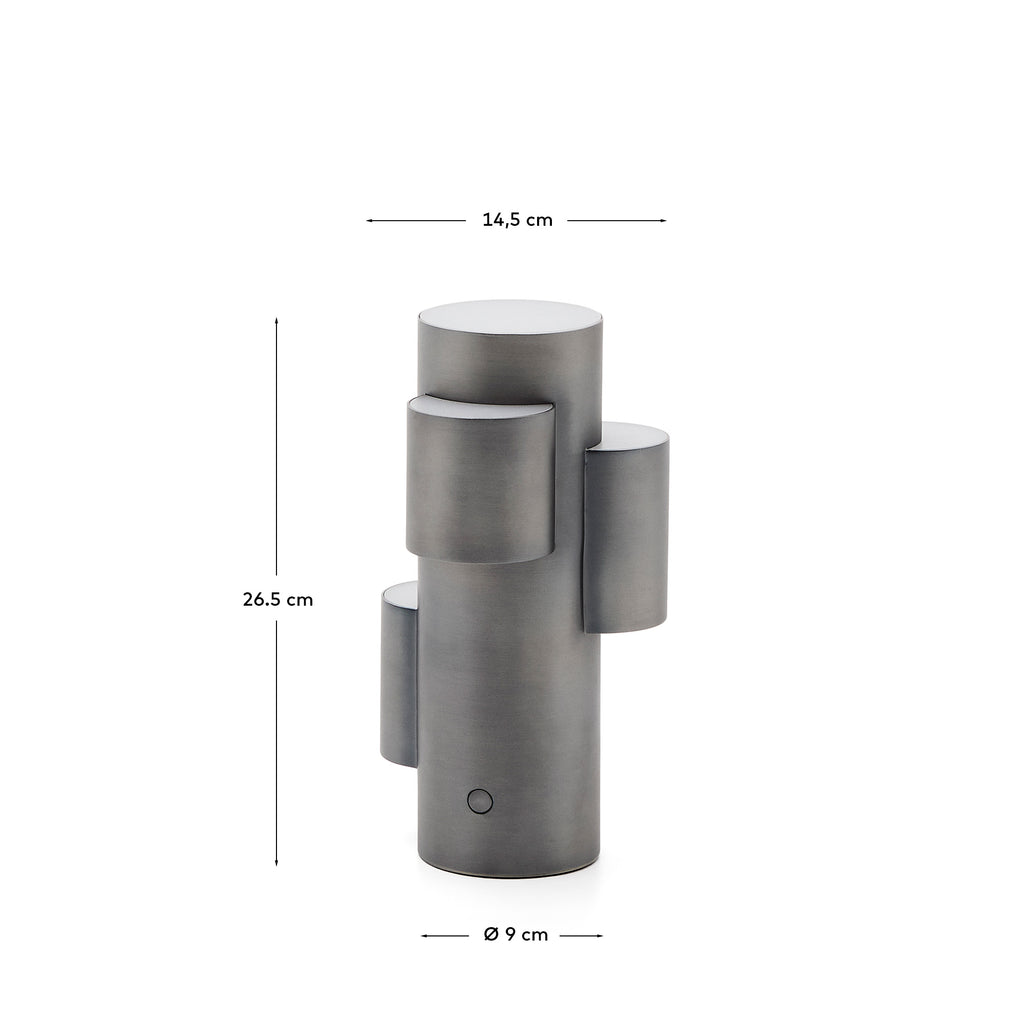 Adrina portable LED table lamp in dark grey metal with brushed finish