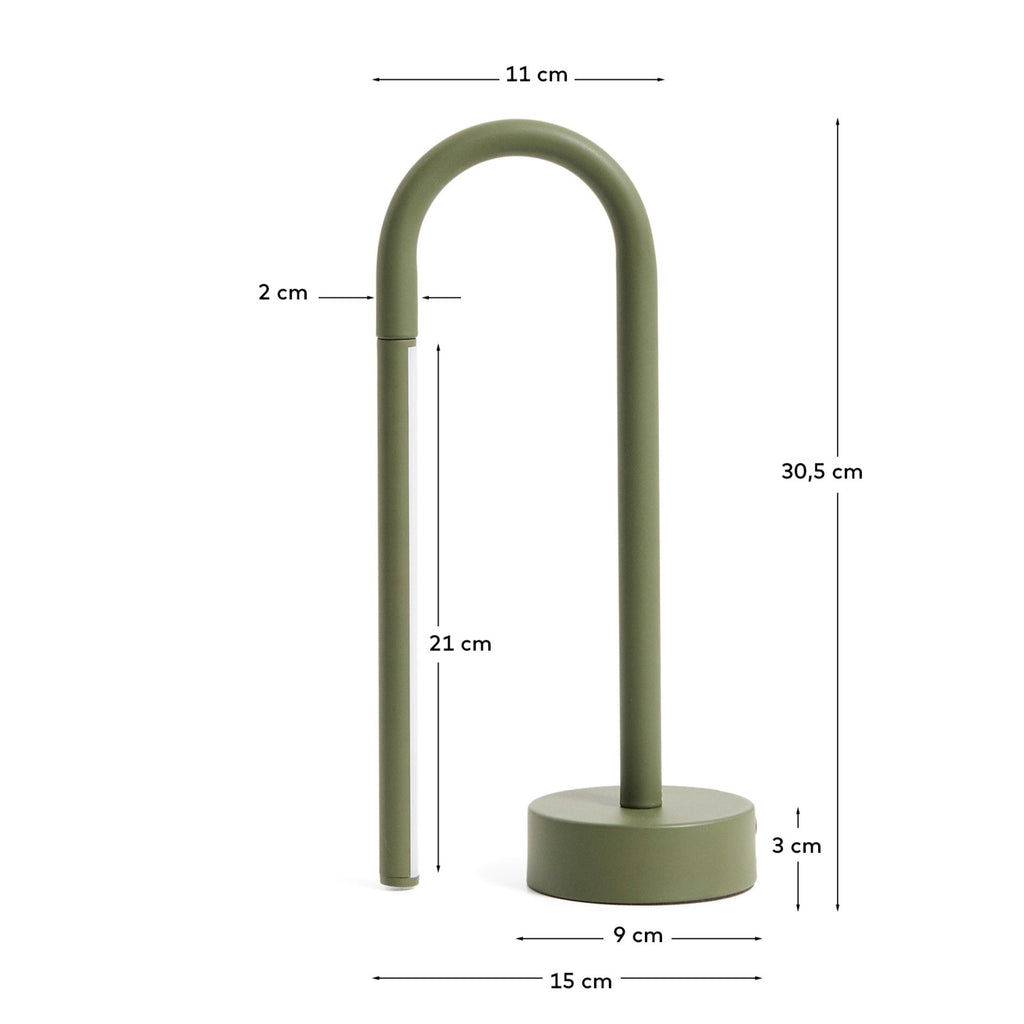 Bow green aluminium portable table lamp