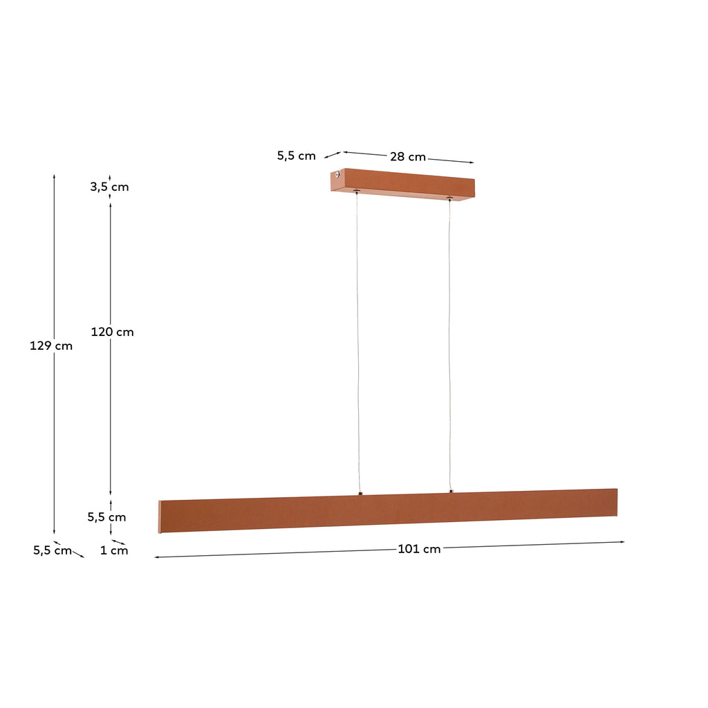 Boadella aluminium ceiling lamp with terracotta painted finish