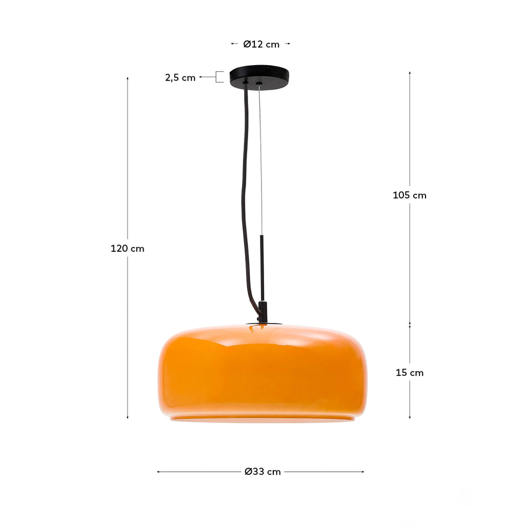 Reig orange glass ceiling lamp, Ø 38 cm