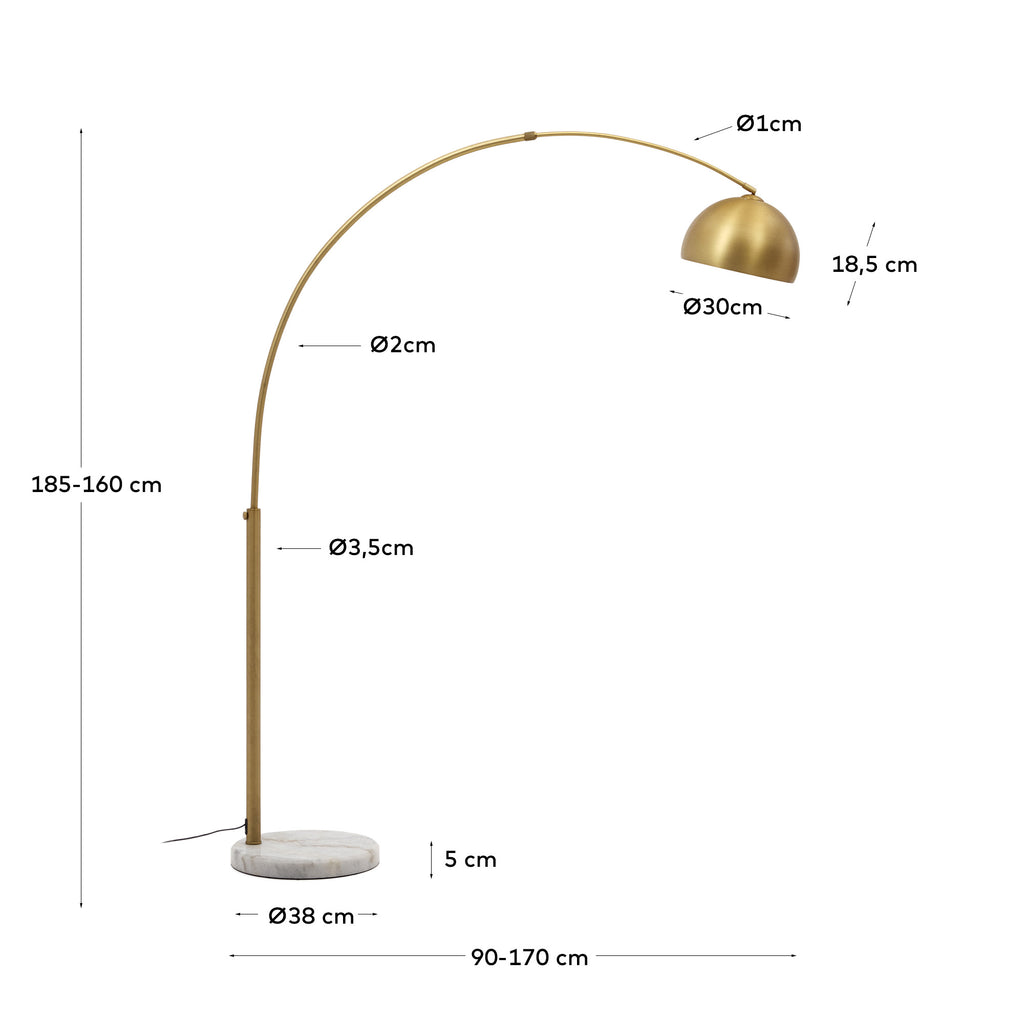 Madali metal floor lamp with brass and white marble finish