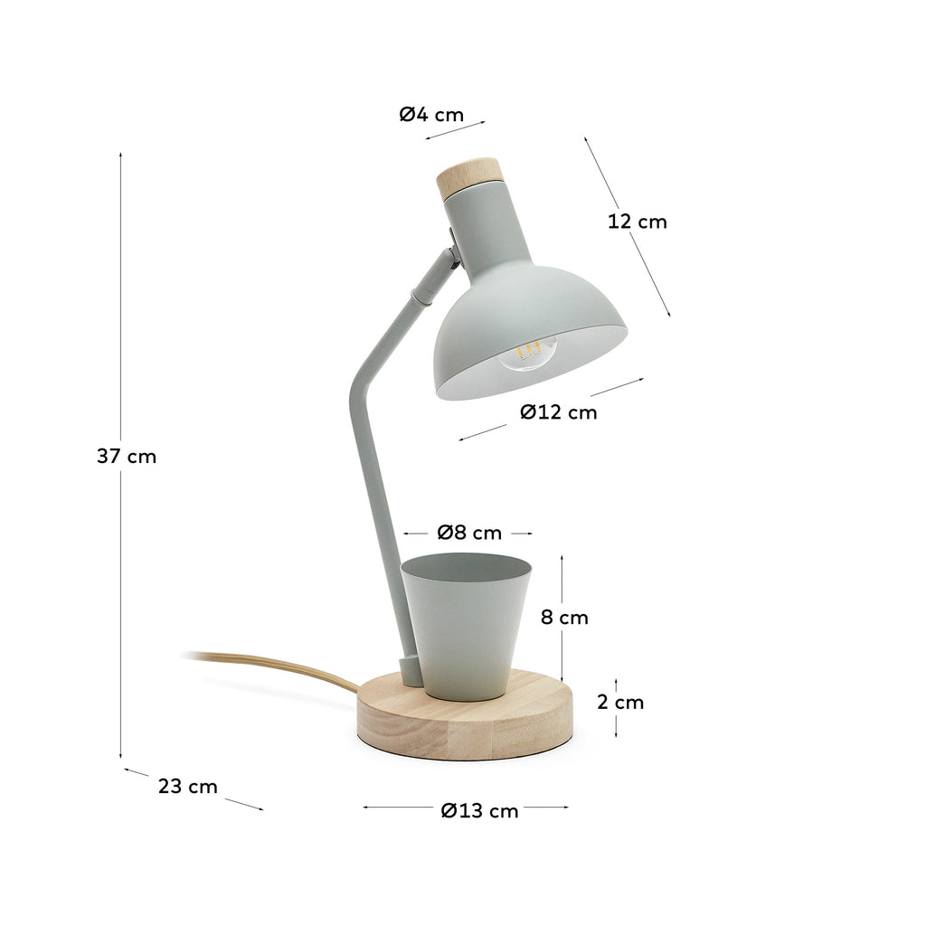 Katia desk lamp in wood and green metal