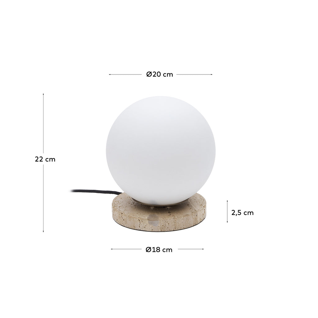 Malachi table lamp with glazed glass and travertine stone