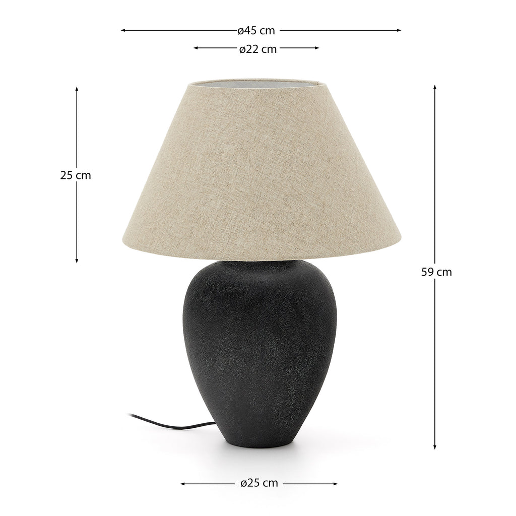 Mercadal ceramic table lamp in a black finish