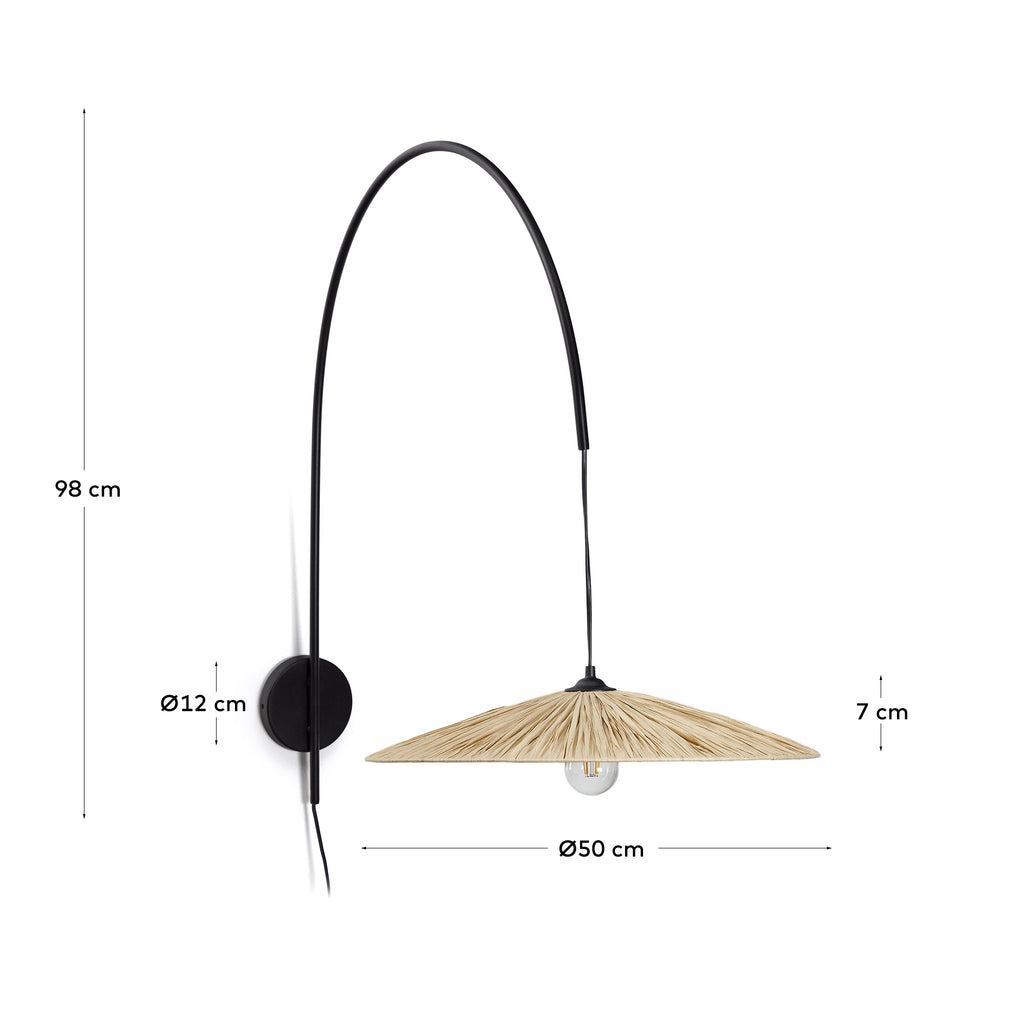 Rosella wall lamp in natural raffia