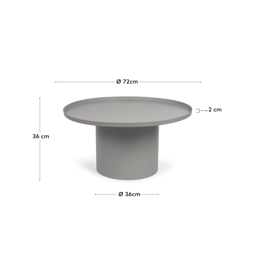 Fleksa round side table in grey metal Ø 72 cm