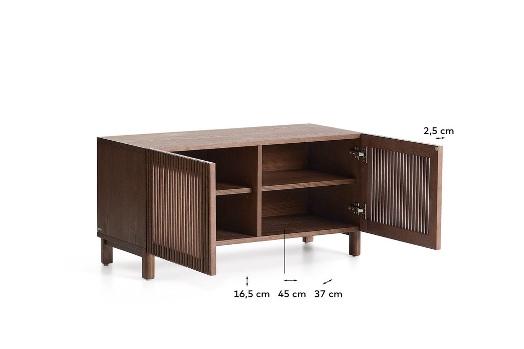 Beyla shoe rack in ash veneer and solid ash wood with walnut finish 98 cm FSC 100%