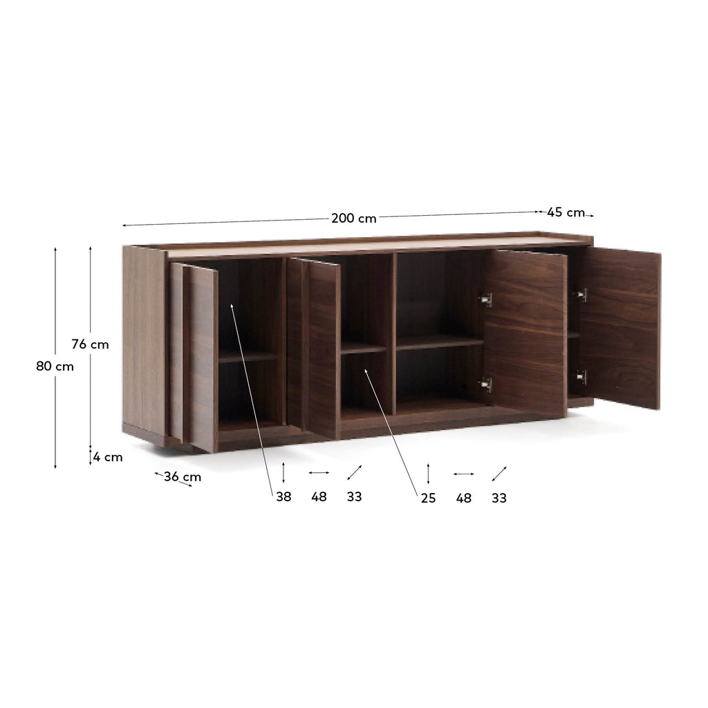 Onix sideboard with a walnut veneer in a dark finish, 200 x 80 cm FSC Mix Credit