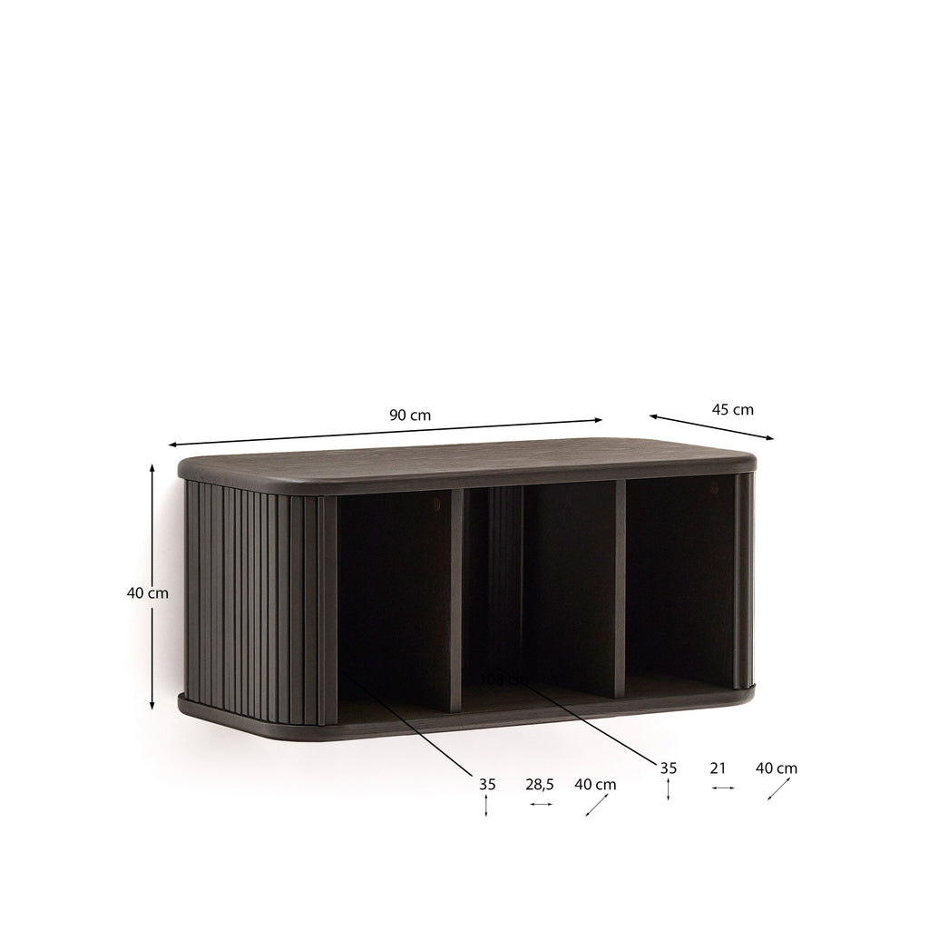 Mailen bathroom cupboard in ash veneer in a dark finish, 90 x 45 cm