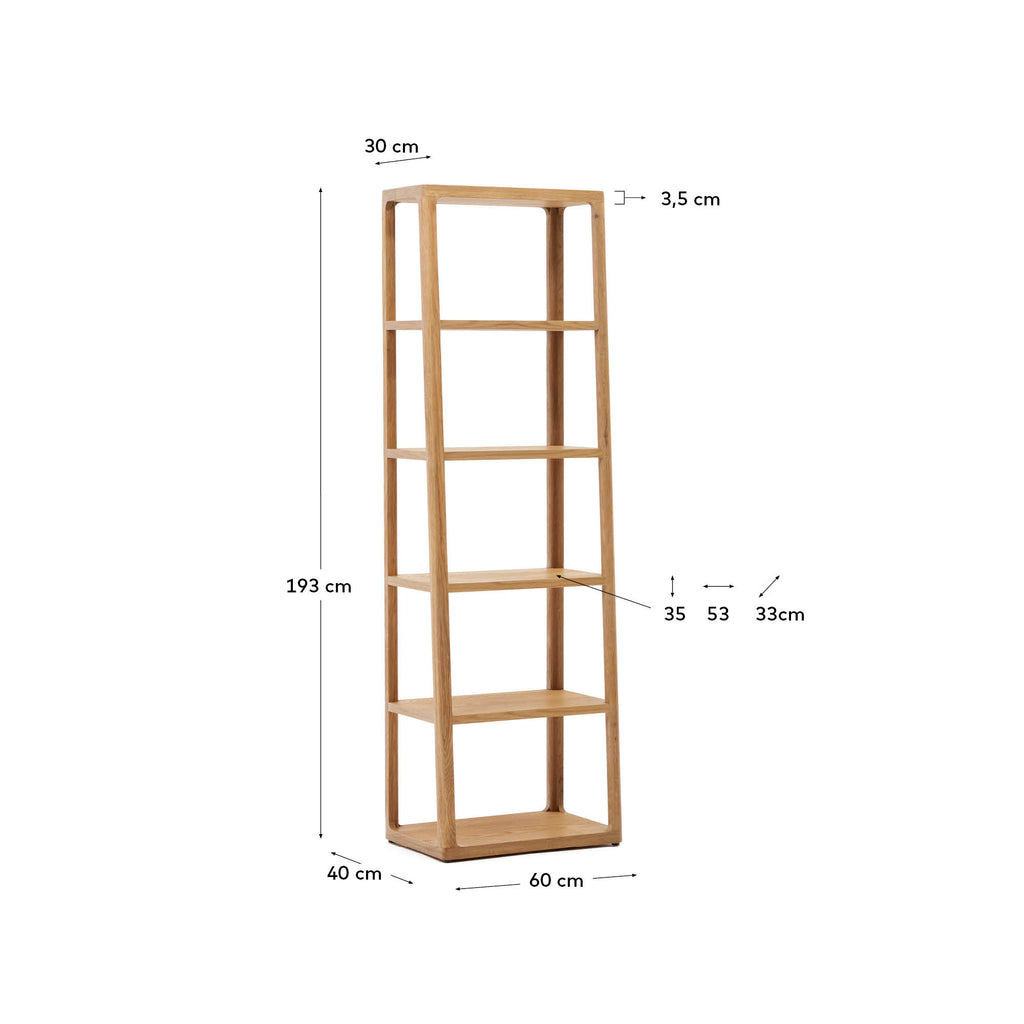 Maymai shelf with solid oak structure 60 x 193 cm